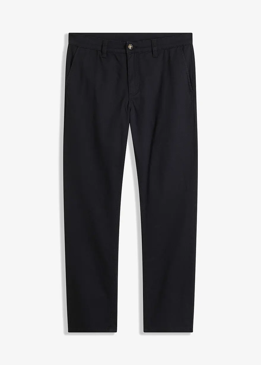 Relaxed Fit Stretch-Chinohose mit Bio Baumwolle, Straight in schwarz von vorne - bonprix