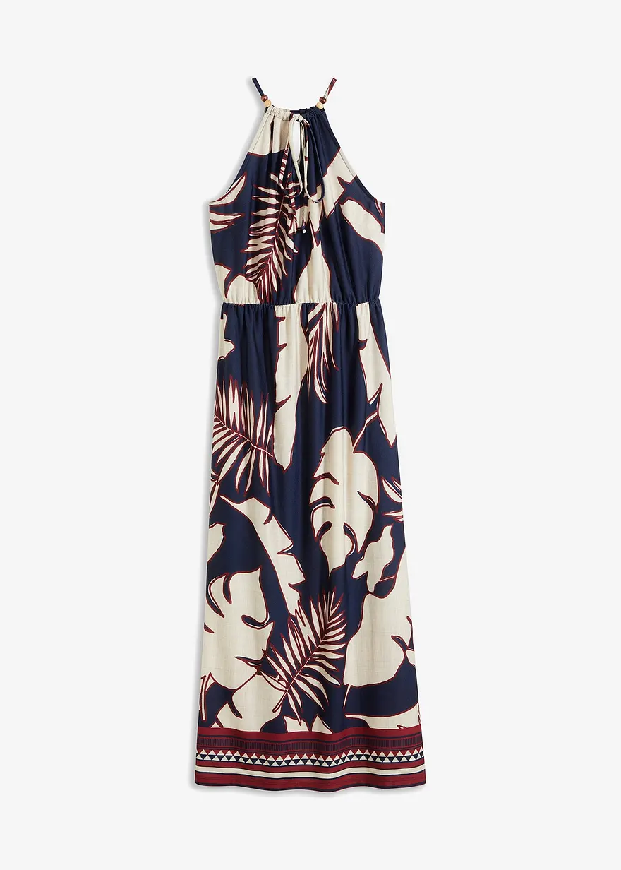 Neckholder-Maxikleid in blau von vorne - bonprix