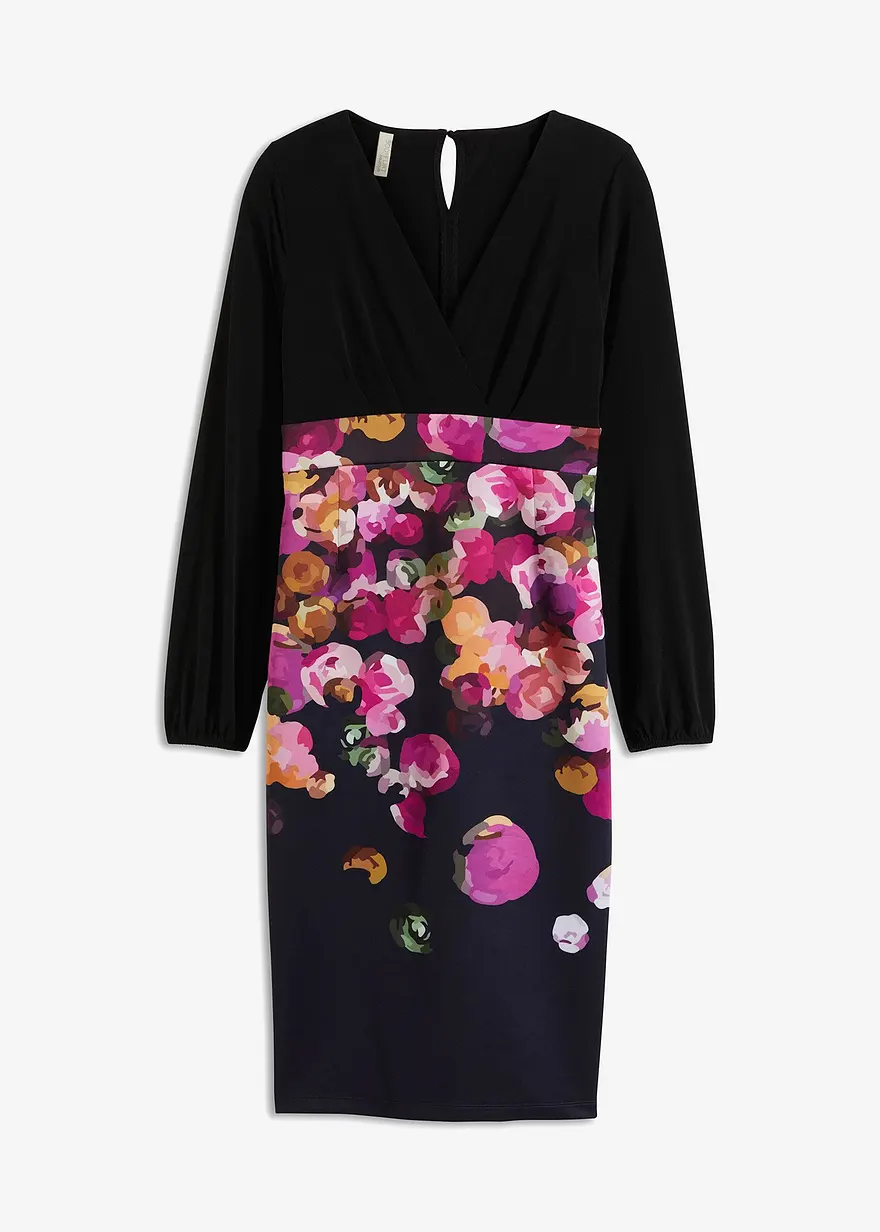 Midikleid in schwarz von vorne - bonprix