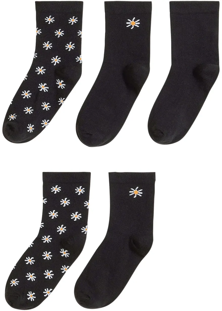 Halbsocken mit druckfreiem Bündchen mit Bio-Baumwolle (5er Pack) in schwarz von vorne - bonprix