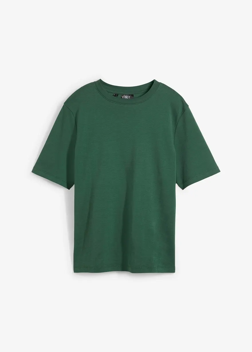 T-Shirt aus reiner schwerer Bio-Baumwolle in grün von vorne - bonprix