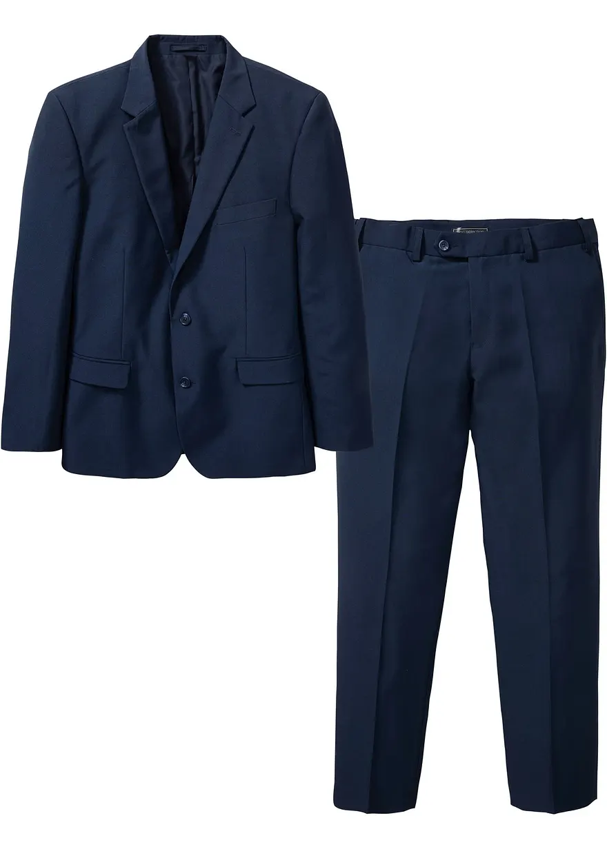 Anzug (2-tlg.Set), Slim Fit in blau von vorne - bonprix