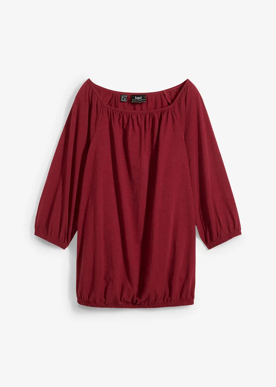Shirtbluse aus reiner Bio-Baumwolle in rot von vorne - bonprix