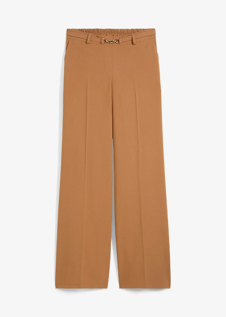 Marlenehose mit Ziergürtel in braun von vorne - bonprix