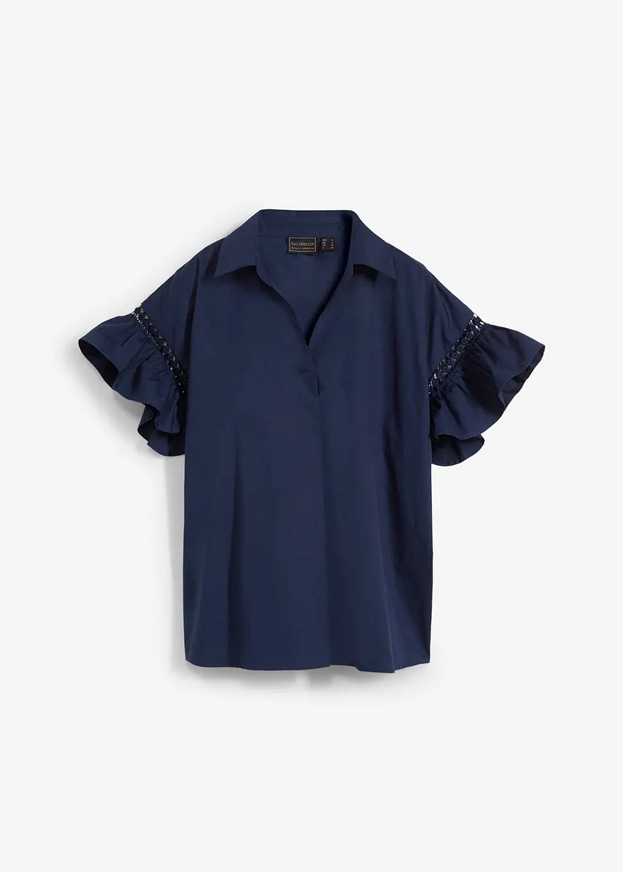 Tunika mit Zierborte in blau von vorne - bonprix