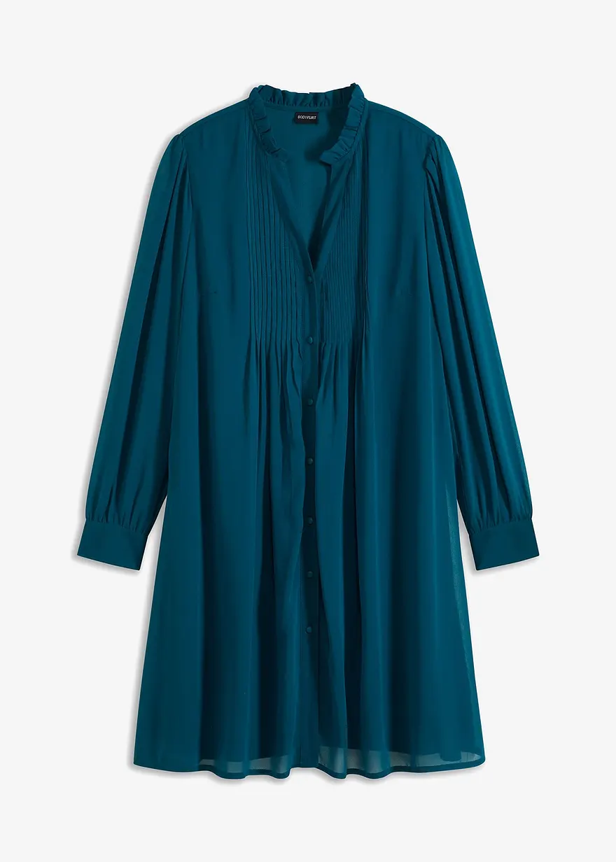 Chiffonkleid in petrol von vorne - bonprix