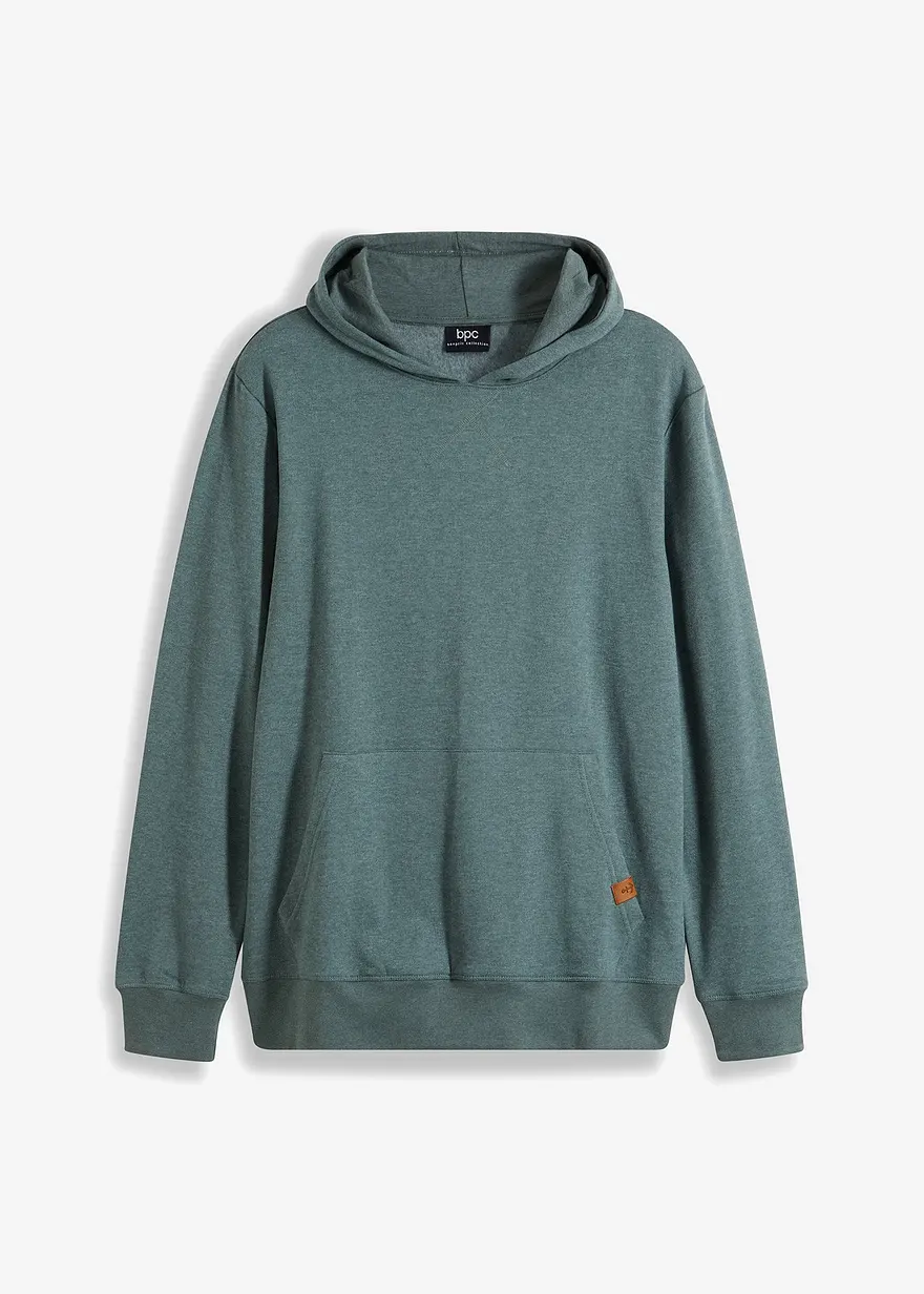 Hoodie mit reiner Bio-Baumwolle in grün von vorne - bonprix