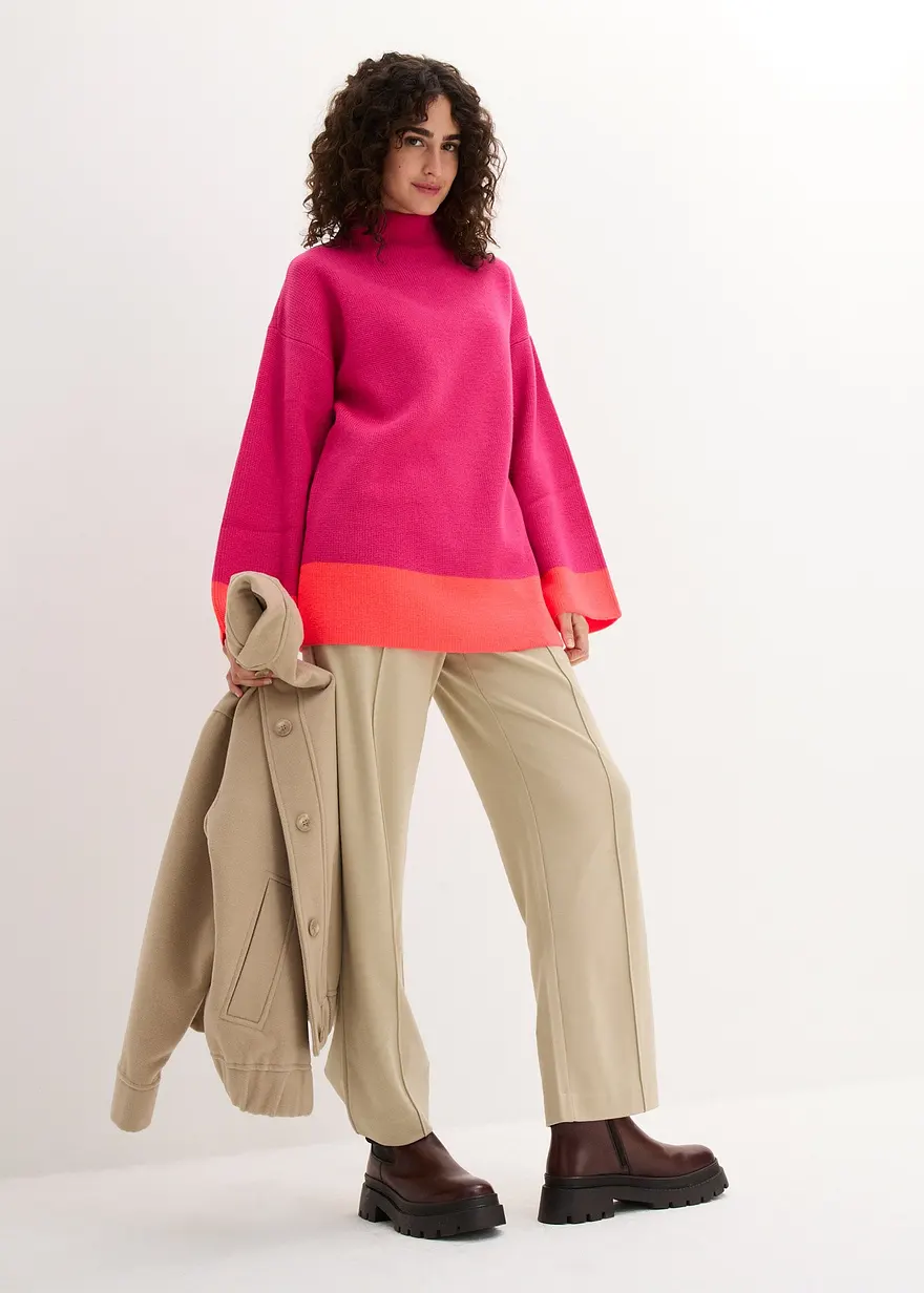 Pullover in pink im Look von vorne (Totalaufnahme) - bonprix