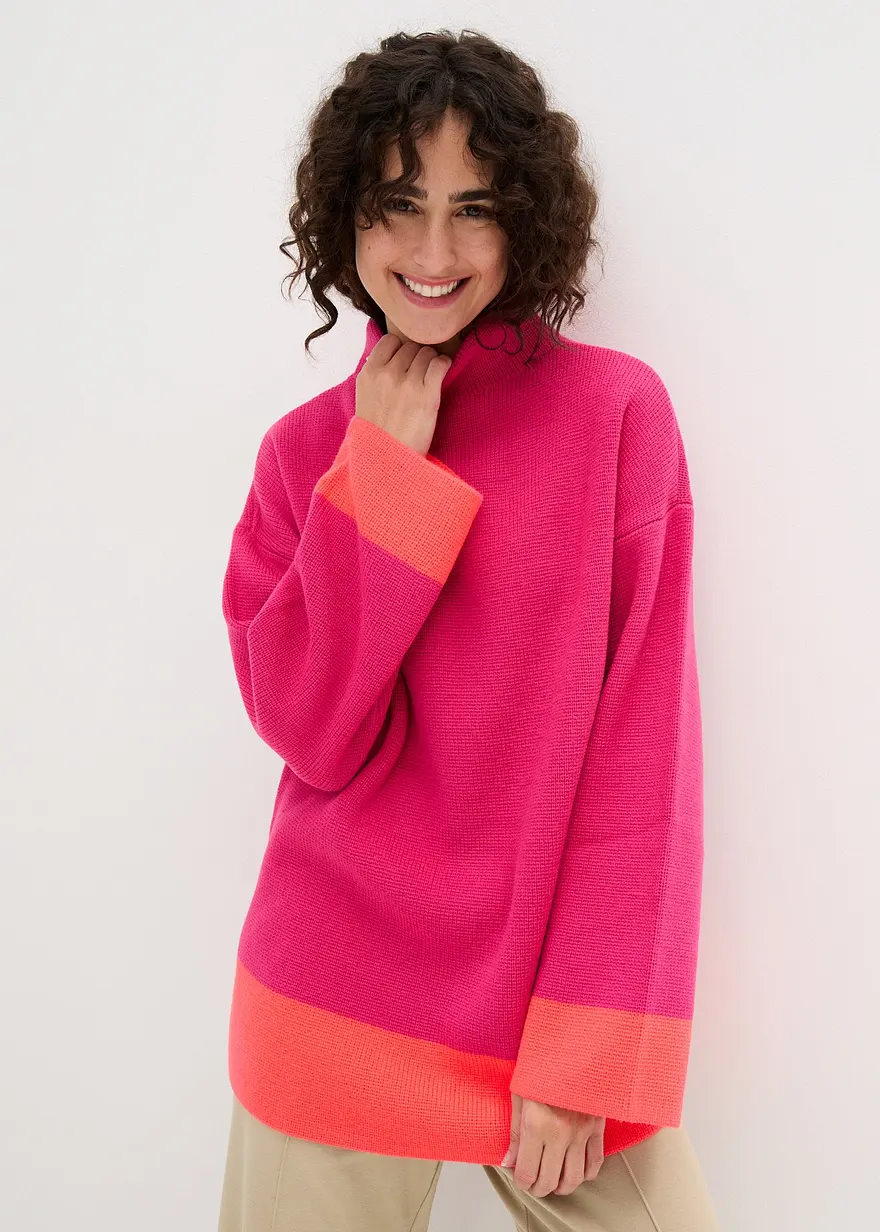 Pullover in pink von vorne (im Anschnitt) - bonprix