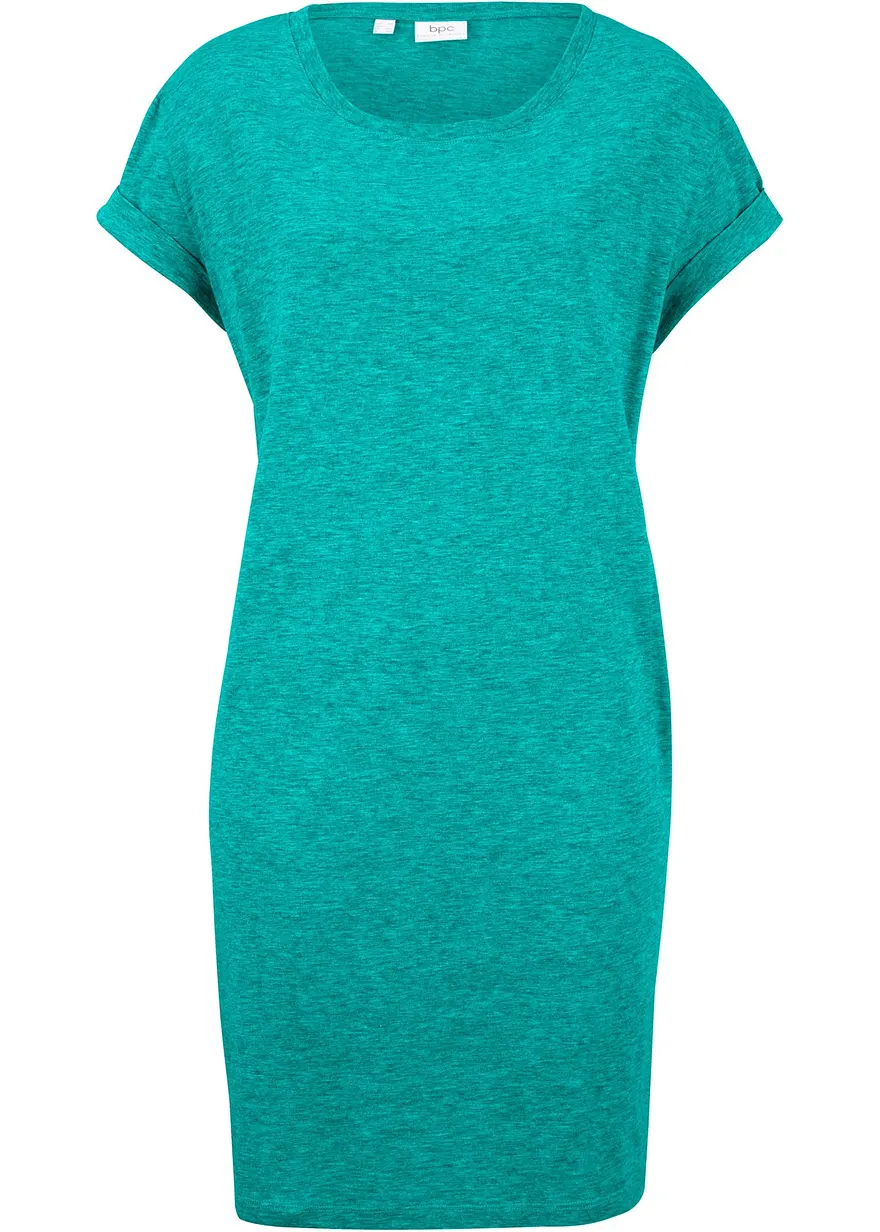 Jerseykleid aus reiner Bio-Baumwolle in grün von vorne - bonprix