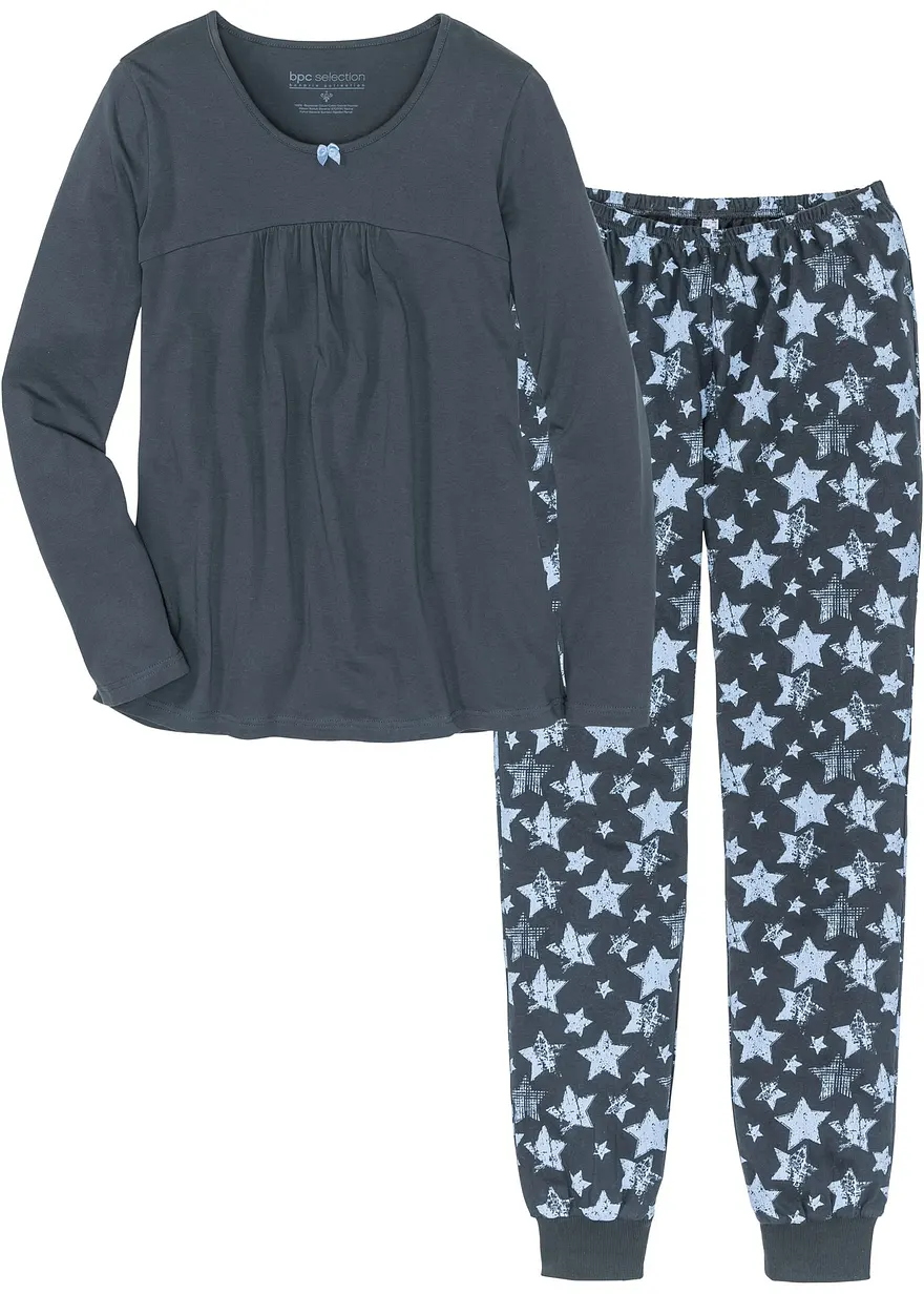 Pyjama in blau von vorne - bonprix