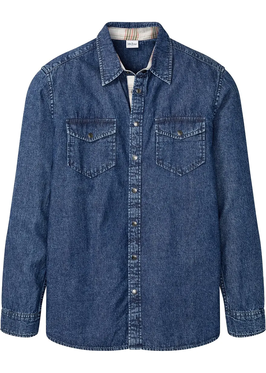 Jeanshemd aus reiner Baumwolle in blau von vorne - bonprix