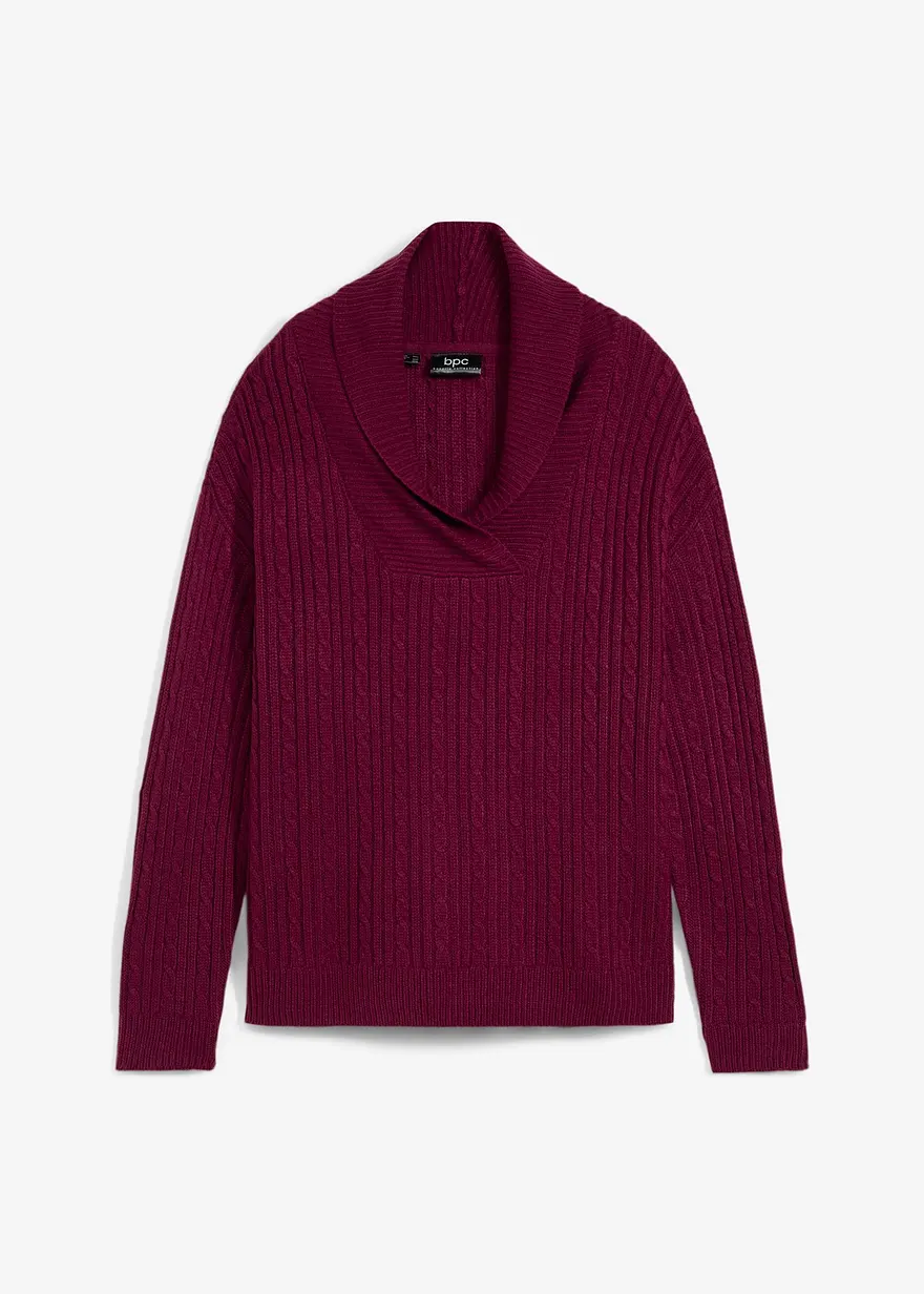 Pullover mit V-Ausschnitt und Seitenschlitzen in lila von vorne - bonprix