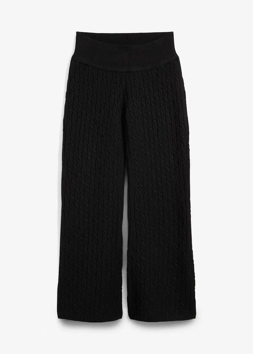 Strickhose mit Zopfmuster in schwarz von vorne - bonprix