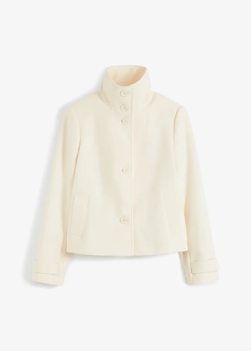 Jacke in Wolloptik in beige von vorne - bonprix