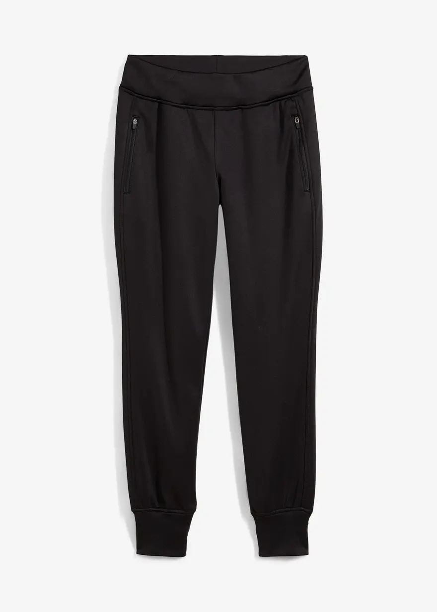 Jogginghose mit Kuschel-Futter in schwarz von vorne - bonprix
