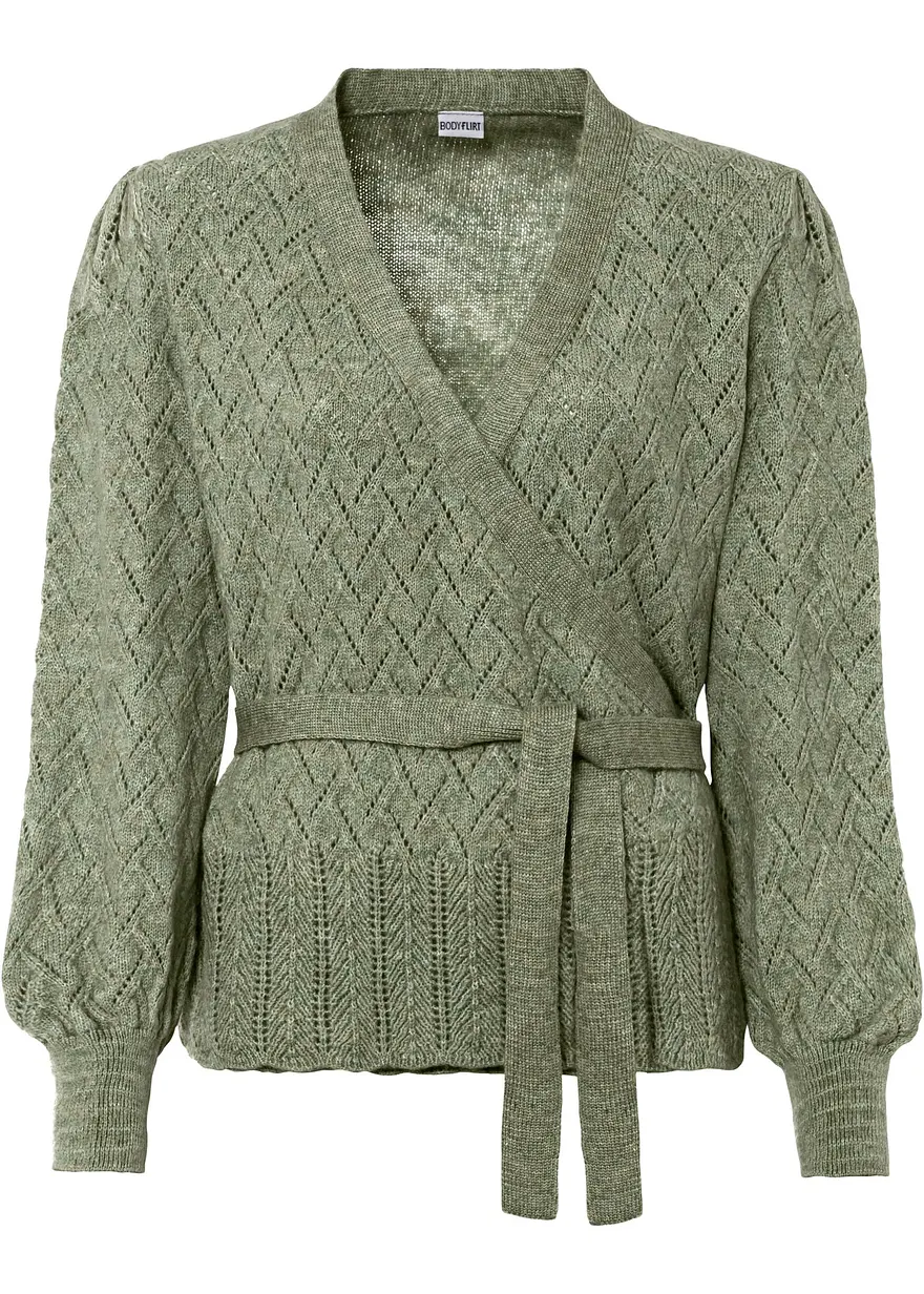 Wickelpullover in grün von vorne - bonprix