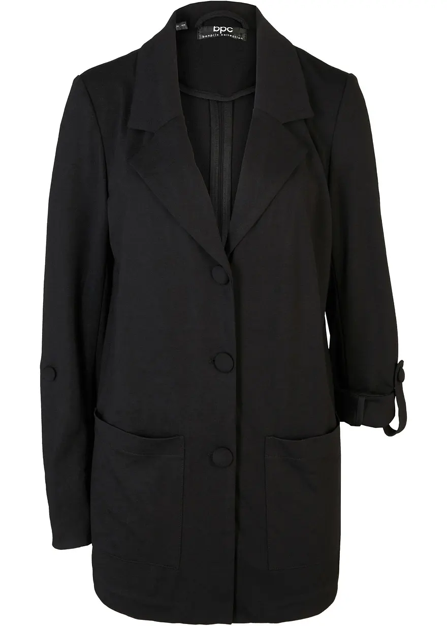 Punto di Roma Longblazer aus Viskose-Mischung in schwarz von vorne - bonprix