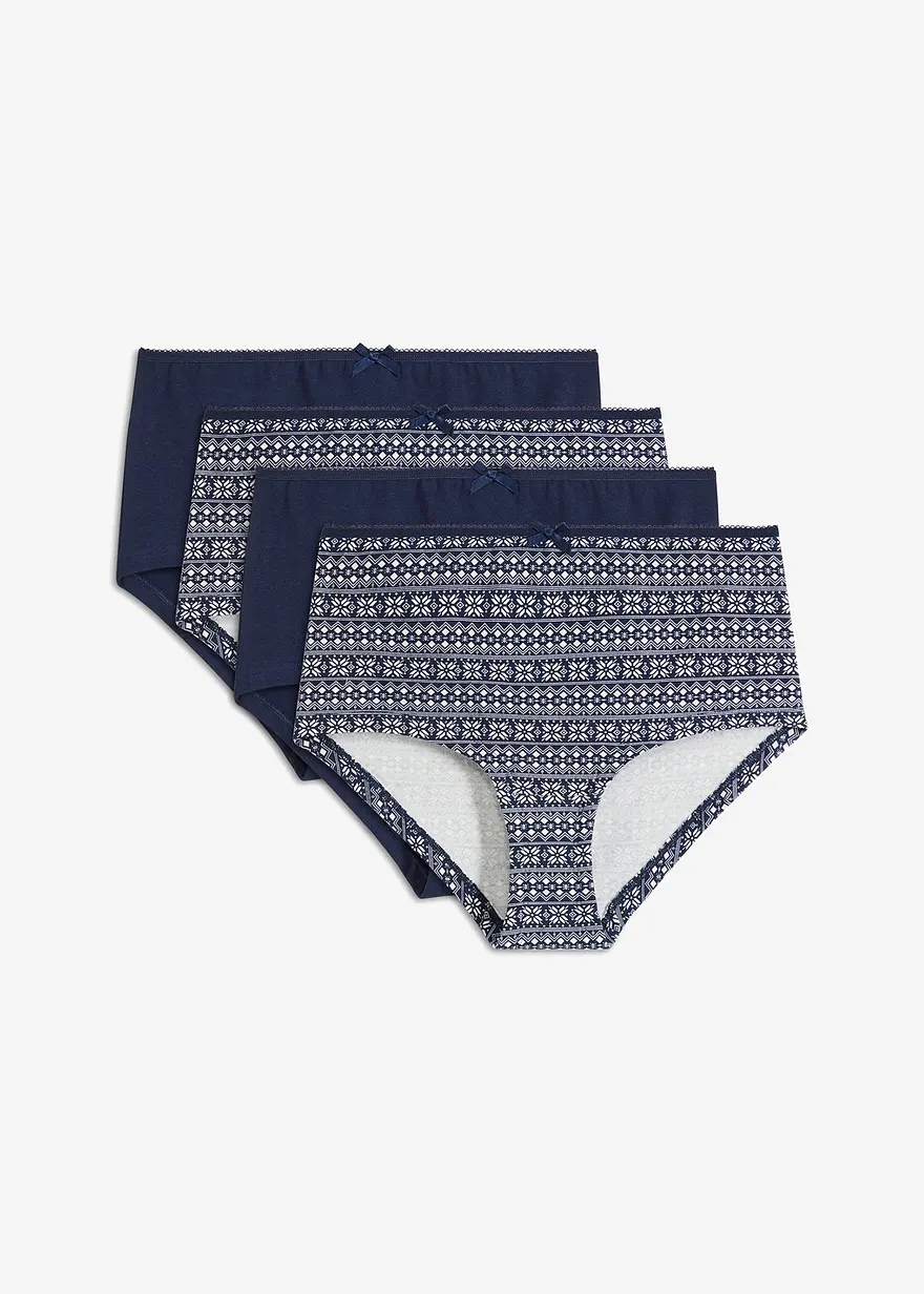 Maxipanty (4er Pack) mit Bio-Baumwolle in blau von vorne - bonprix