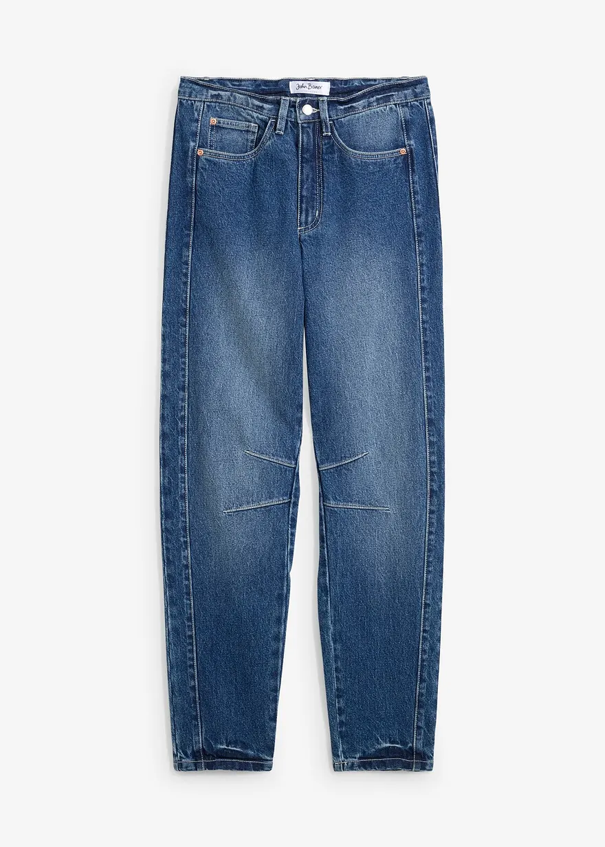 Mom Jeans High Waist in blau von vorne - bonprix