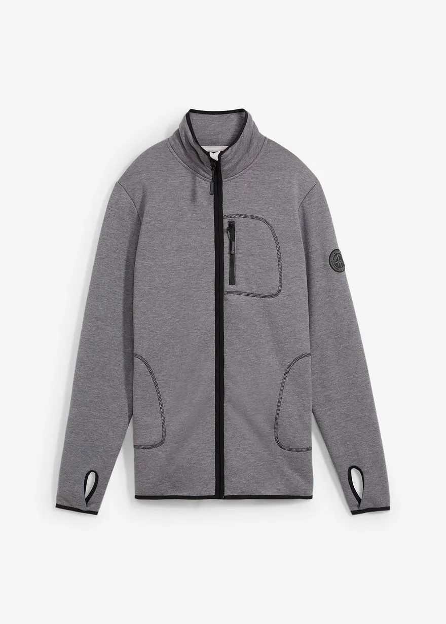 Strickfleecejacke mit Teddyfleece-Futter in grau von vorne - bonprix