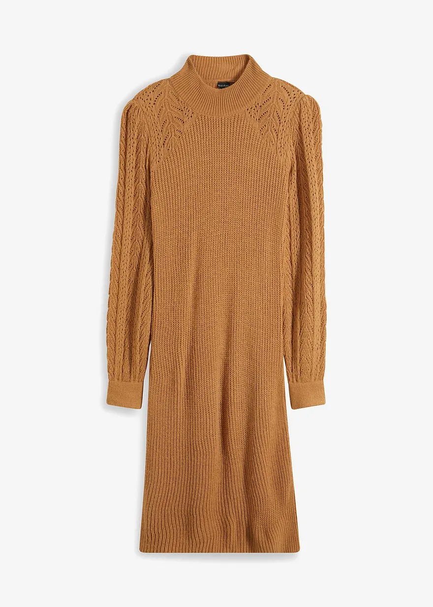 Strickkleid in braun von vorne - bonprix