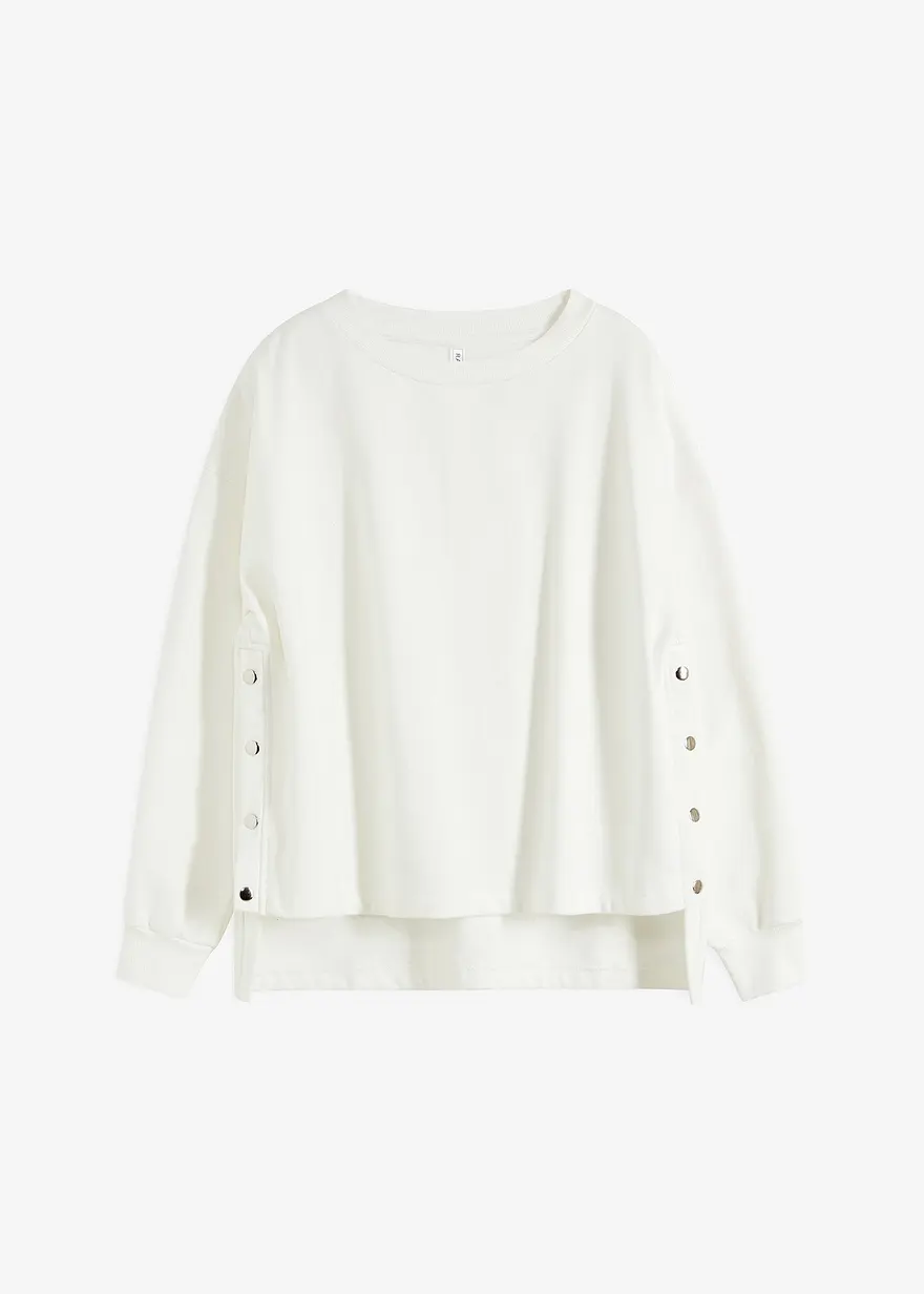 Oversize-Sweatshirt aus reiner Bio-Baumwolle in weiß von vorne - bonprix