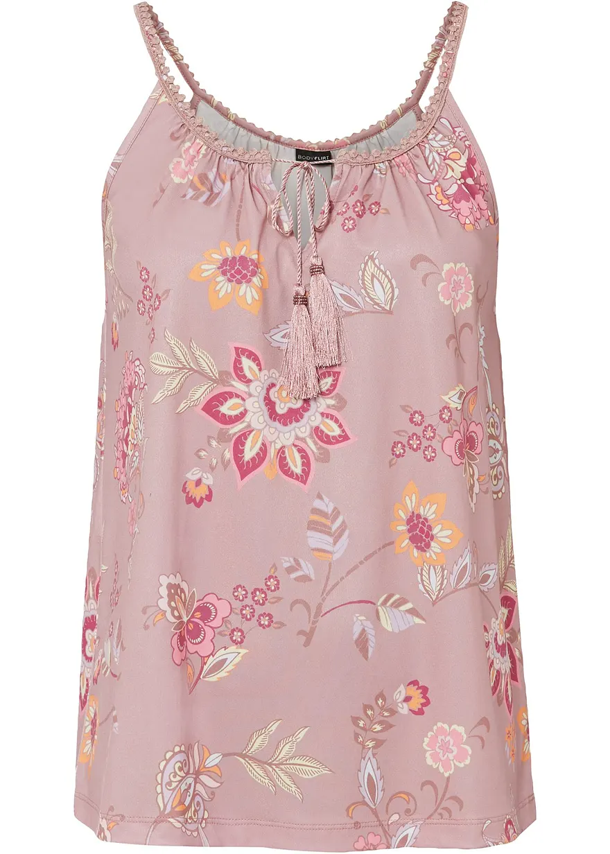 Shirttop mit Blumenprint in rosa von vorne - bonprix