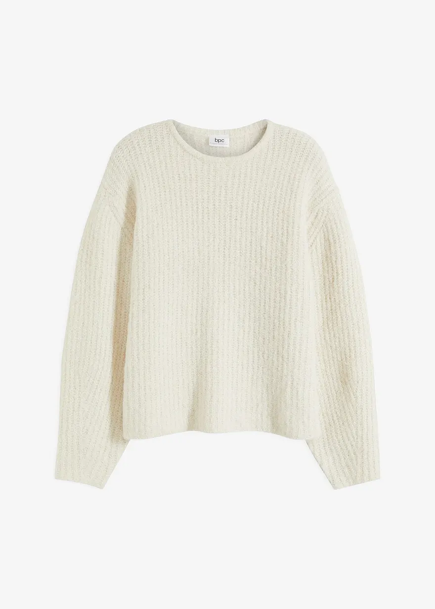 Pullover aus flauschigem Strick in weiß von vorne - bonprix