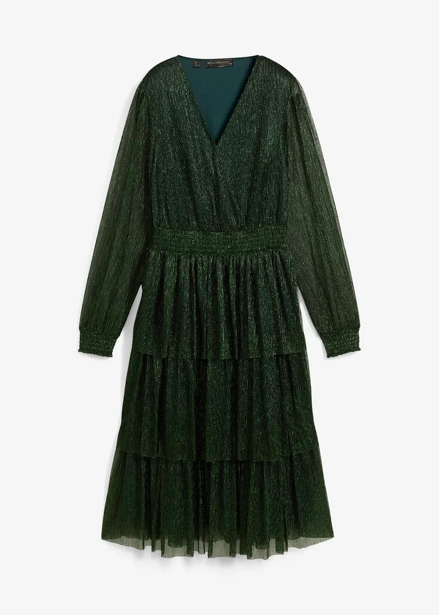 Shirtkleid mit Lurex in grün von vorne - bonprix