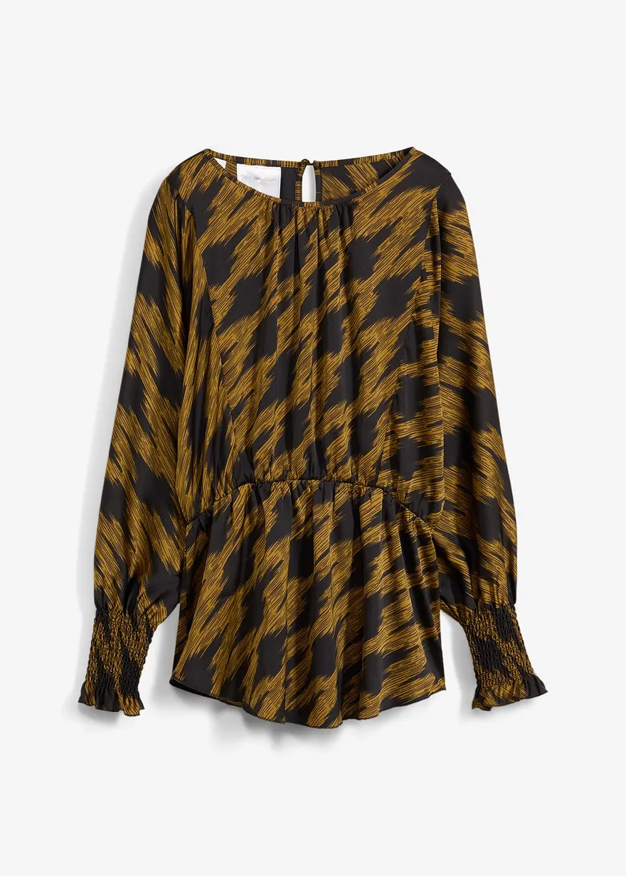 Satin Oversize Tunika in schwarz von vorne - bonprix