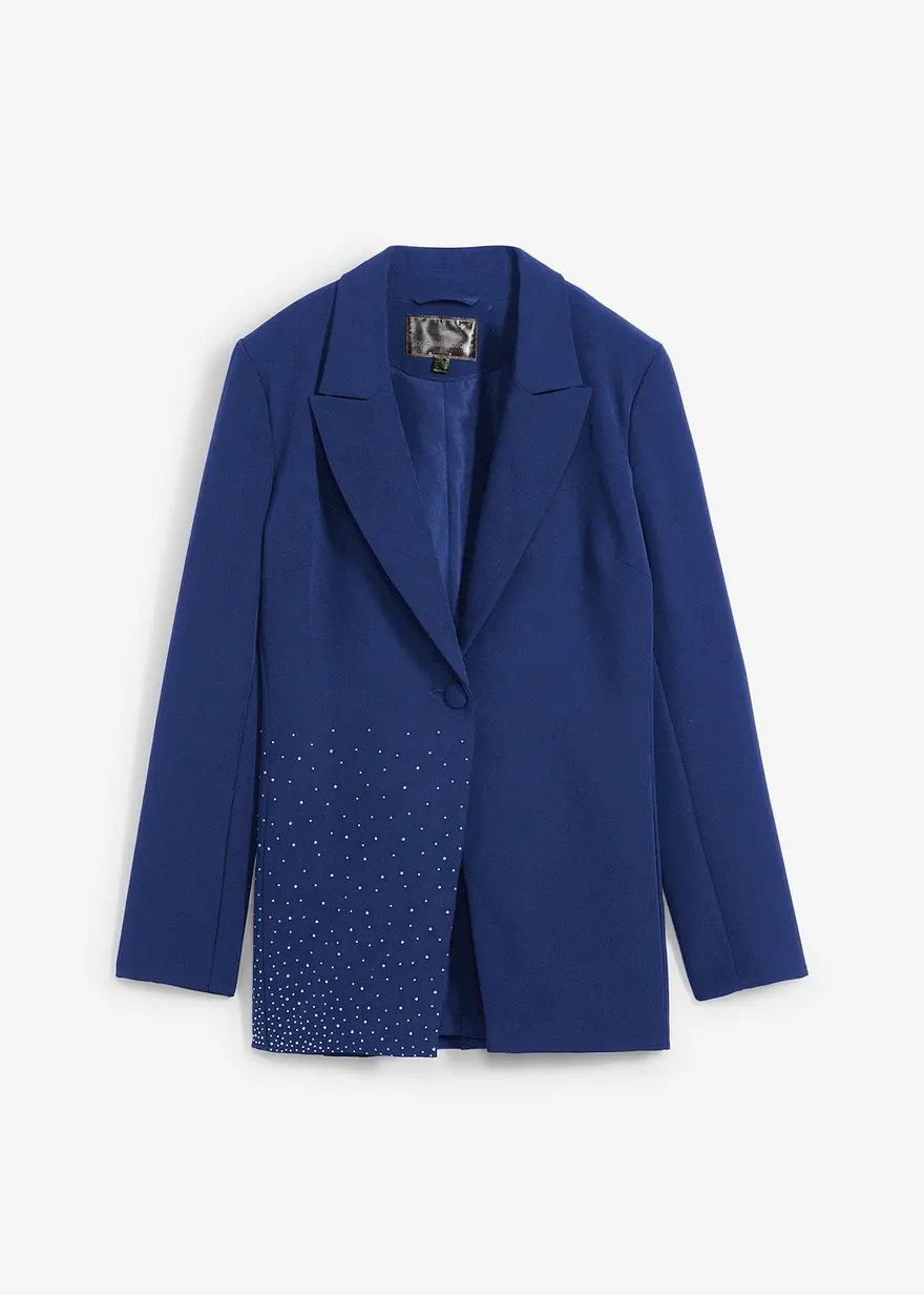 Blazer mit Glitzersteinchen in blau von vorne - bonprix