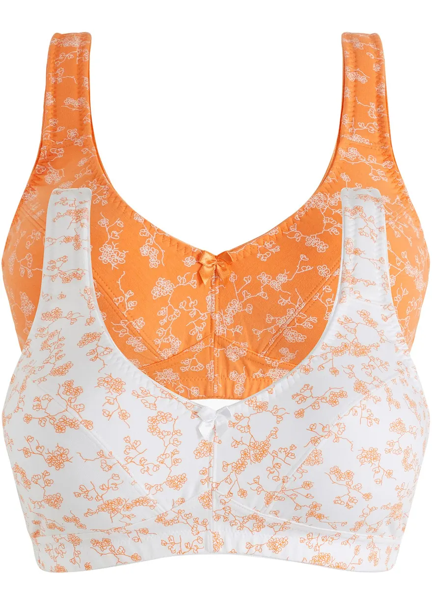 BH ohne Bügel mit weicher Bio-Baumwolle (2er Pack) in orange von vorne - bonprix