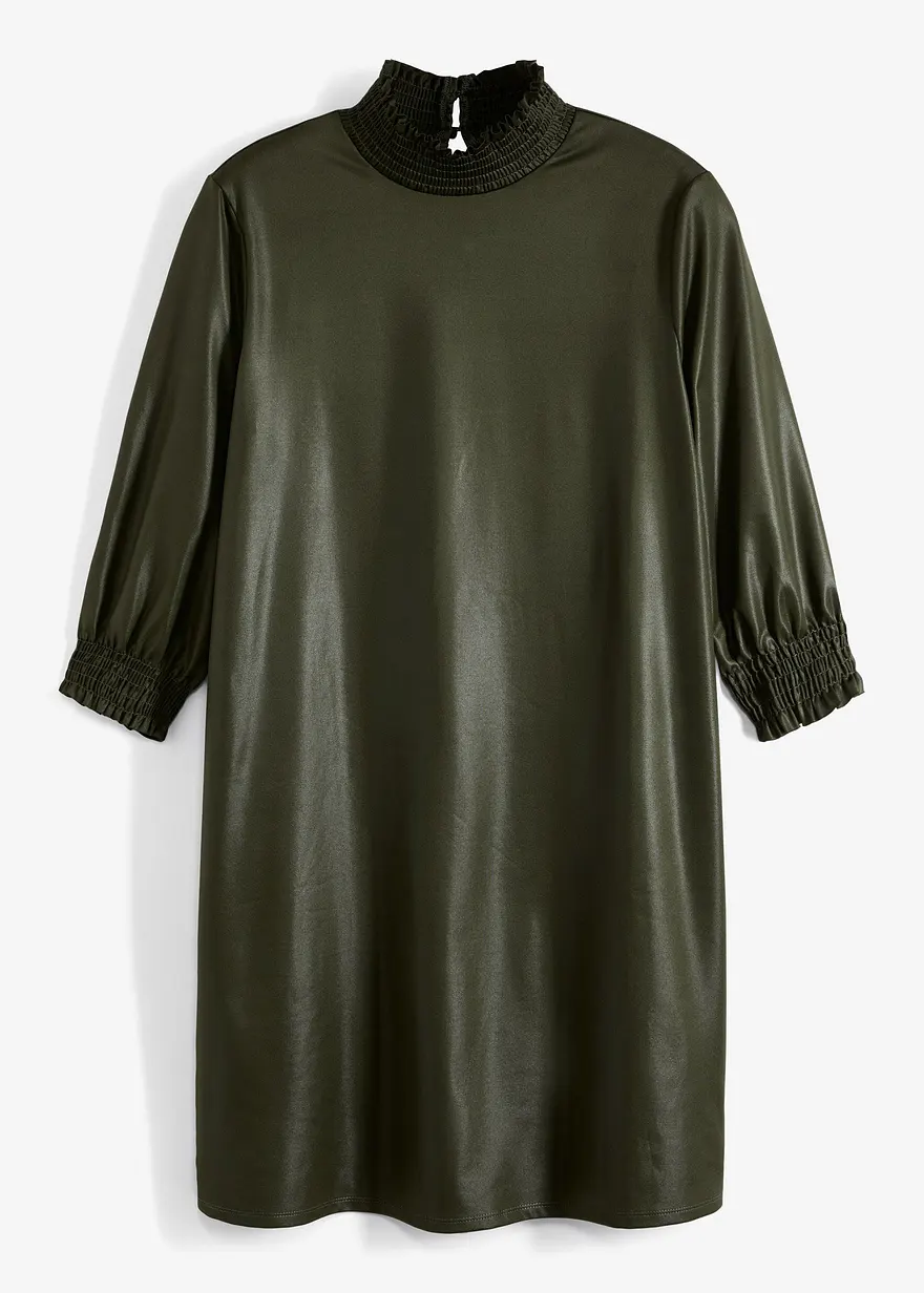 Minikleid im Wetlook in grün von vorne - bonprix