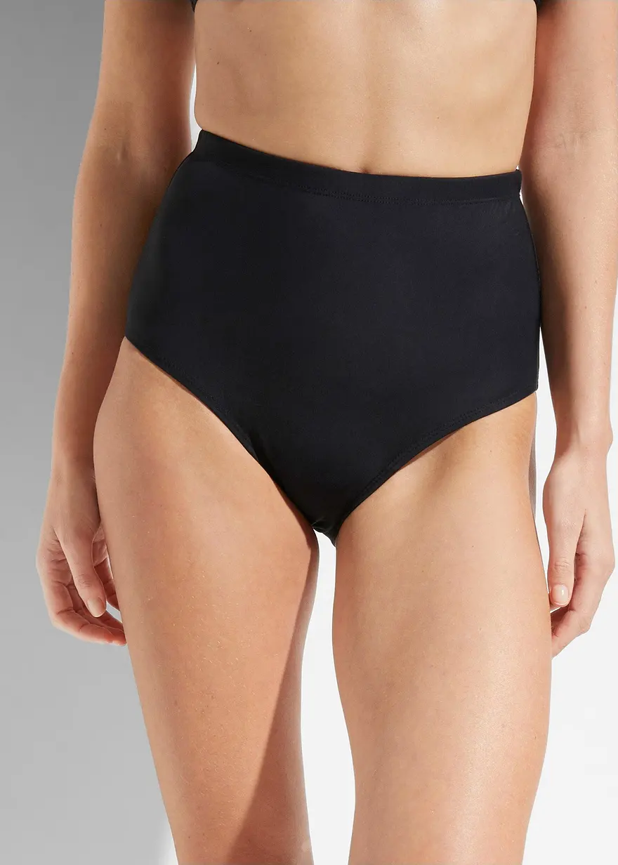High Waist Shape Bikinihose leichte Formkraft in schwarz von vorne - bonprix