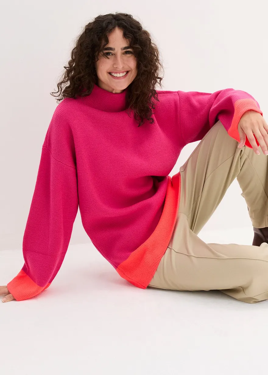 Pullover in pink (im Anschnitt) - bonprix