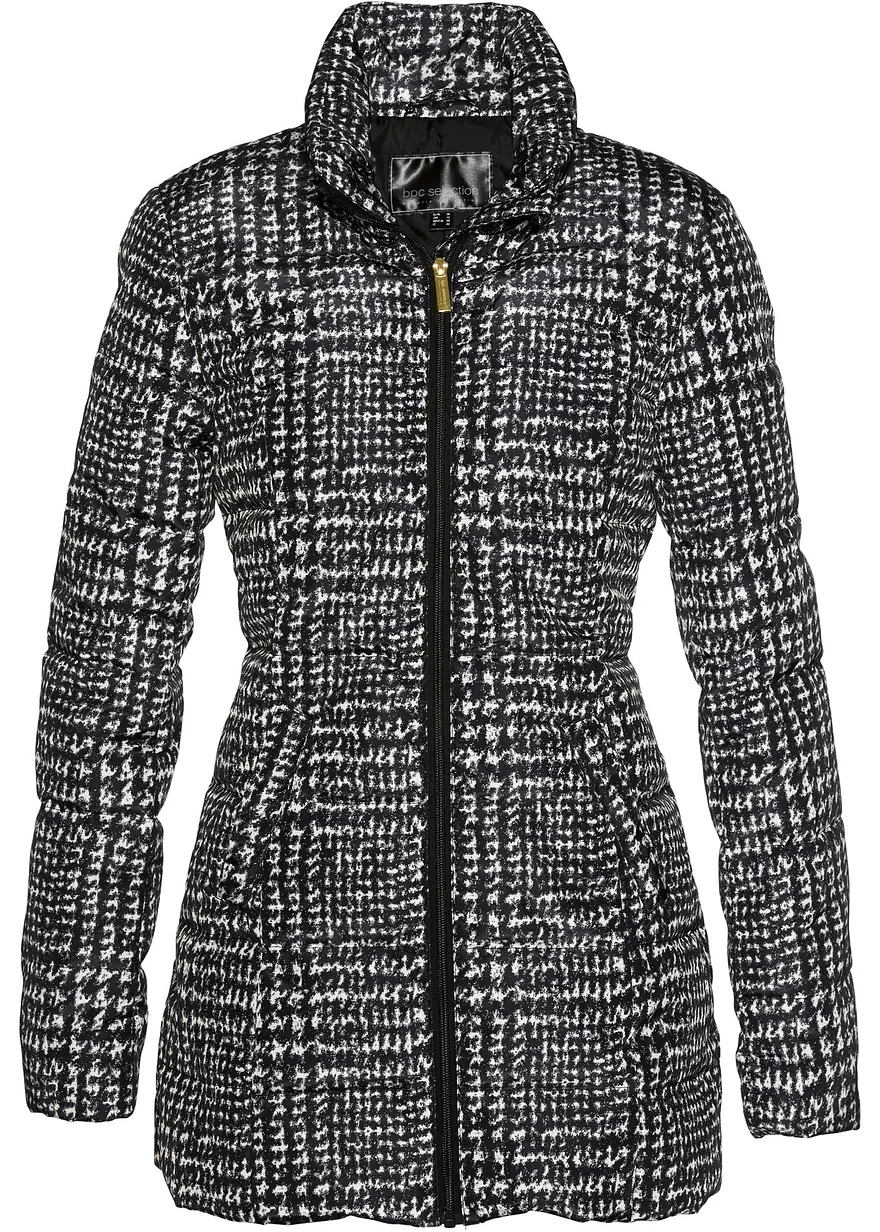 Long-Steppjacke in schwarz von vorne - bonprix