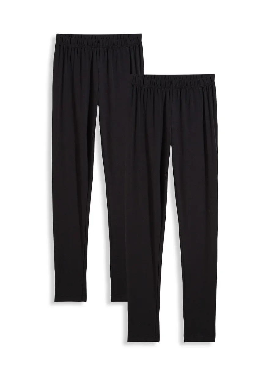 Leggings aus elastischem Bio-Baumwoll-Mix (2er Pack) in schwarz - bonprix