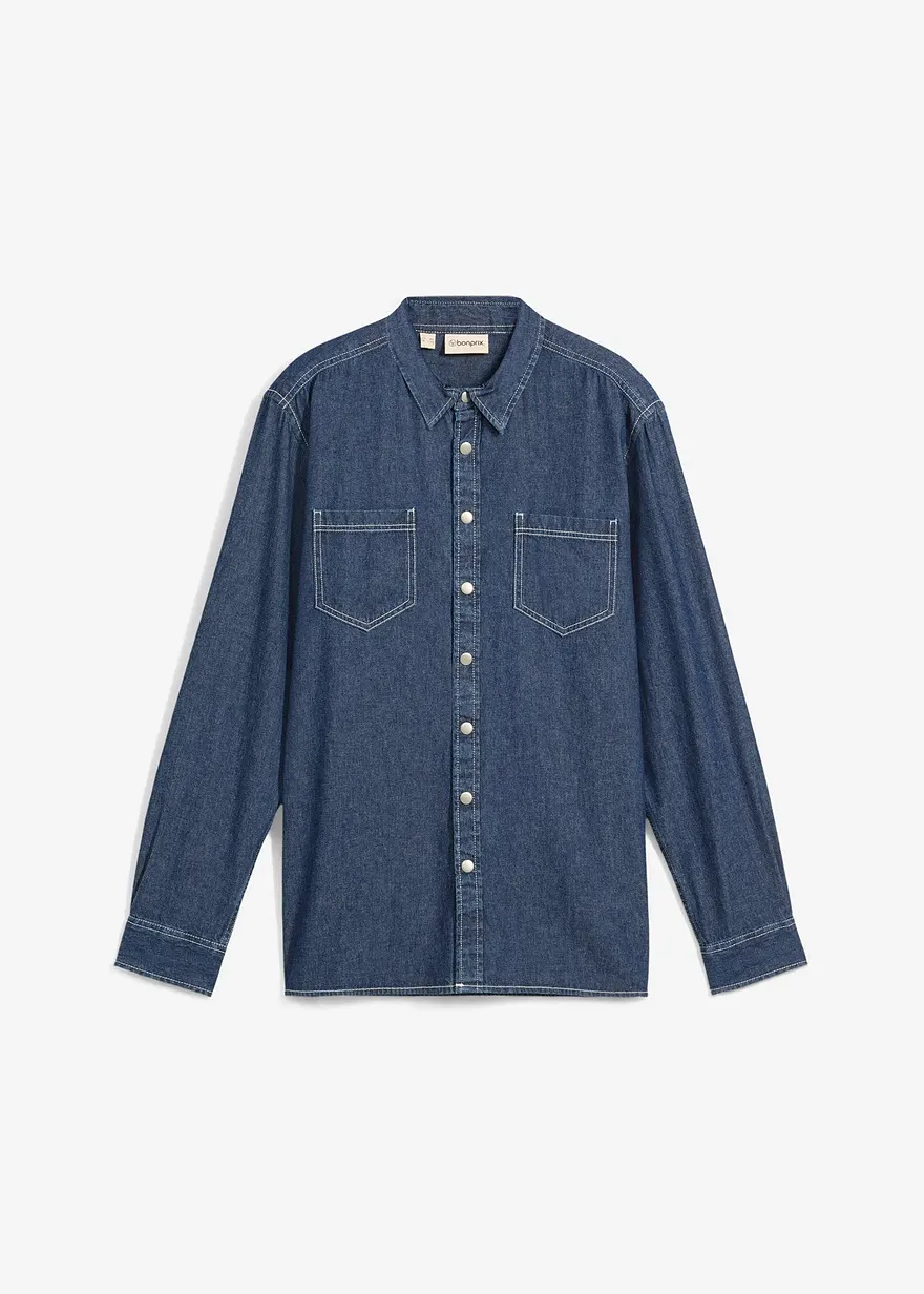 Jeanshemd aus reiner Baumwolle in blau von vorne - bonprix