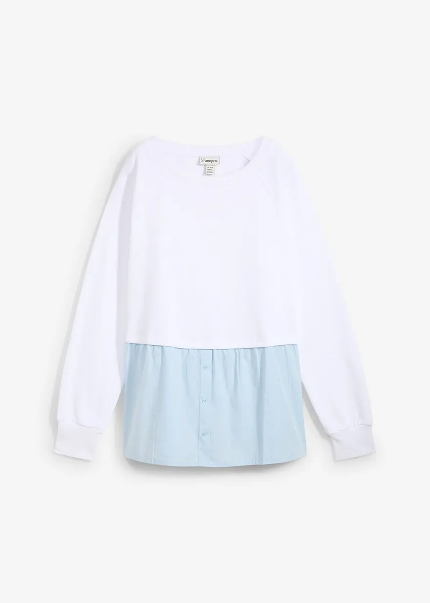 Sweatshirt aus reiner Bio-Baumwolle in weiß von vorne - bonprix