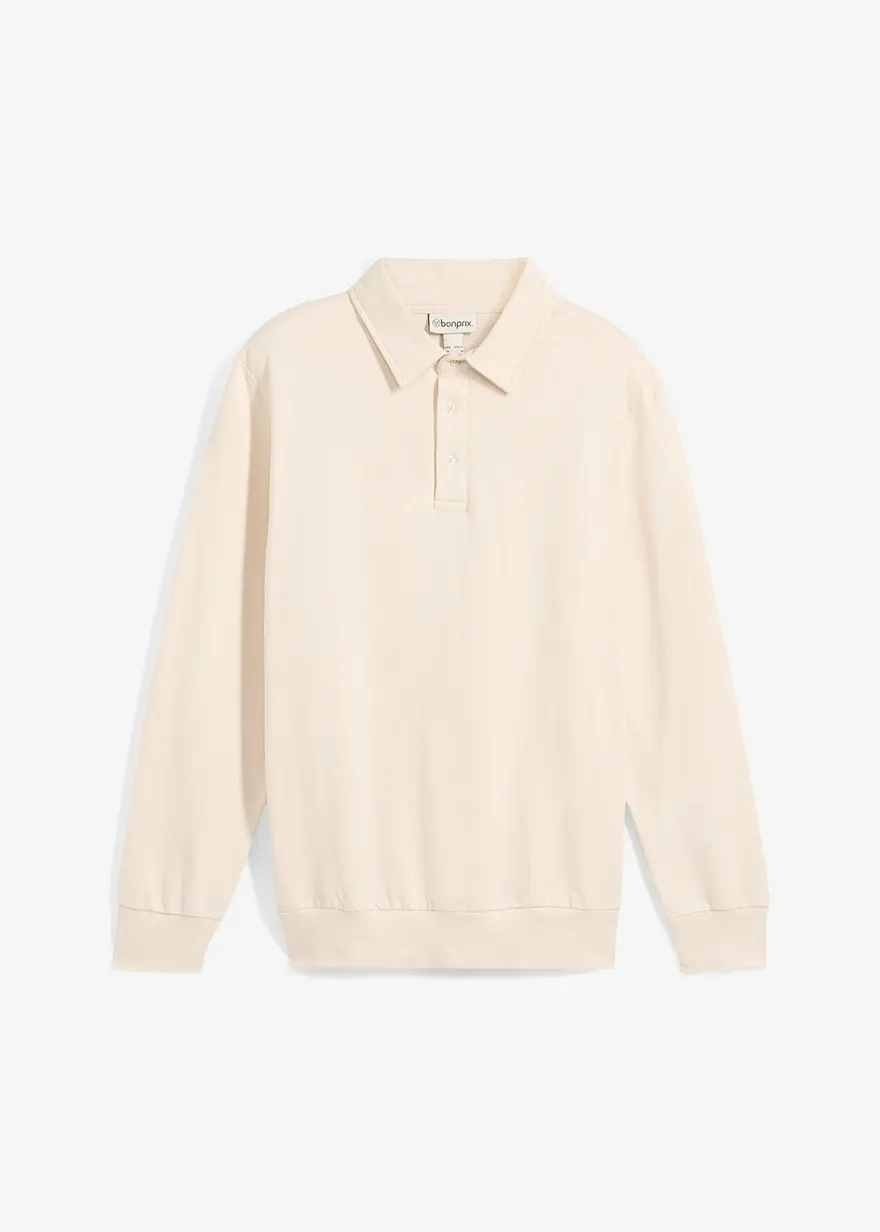 Sweatshirt mit Polokragen in beige von vorne - bonprix