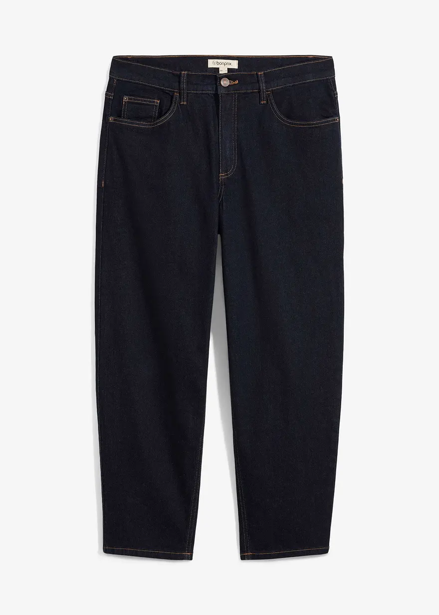 Barrel Fit Stretch-Jeans, Tapered in blau von vorne - bonprix