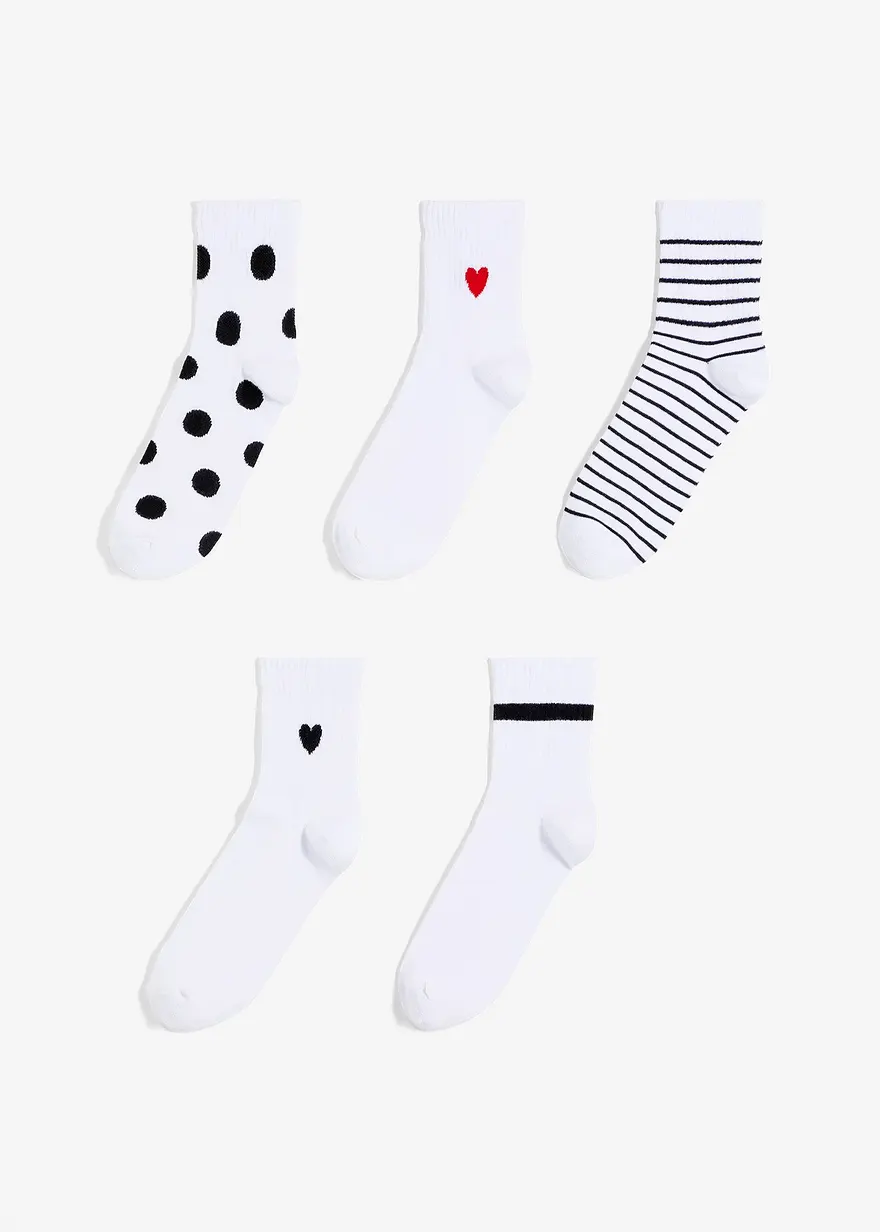 Kurze Tennissocken mit Bio-Baumwolle (5er Pack) in schwarz von vorne - bonprix