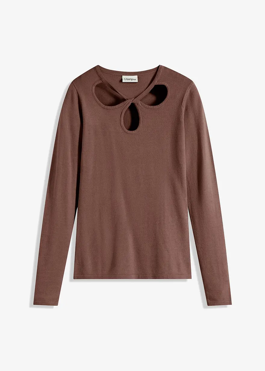 Feinstrickpullover in braun von vorne - bonprix