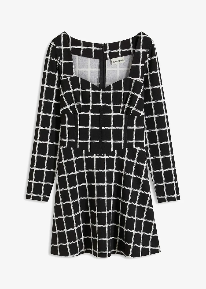 Figurbetontes Minikleid in Corsagen-Optik in schwarz von vorne - bonprix