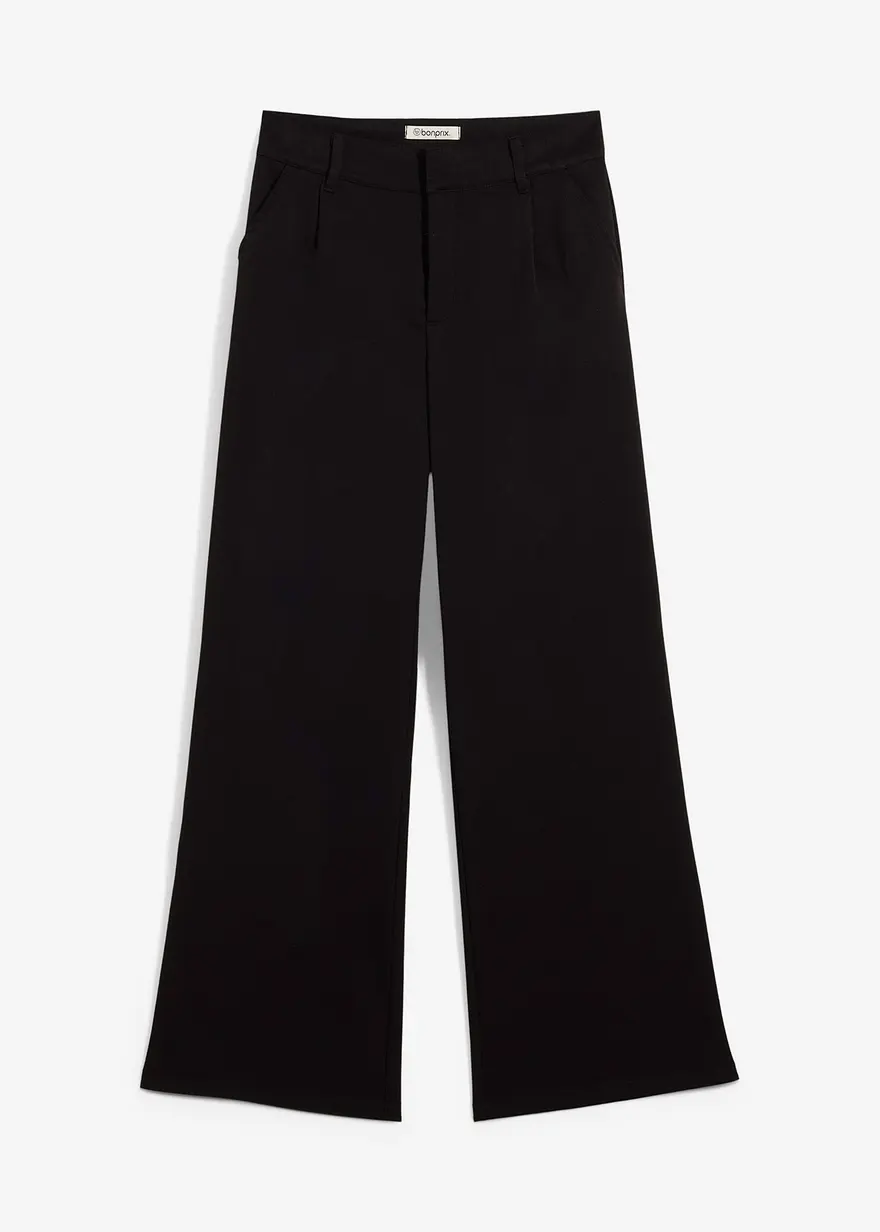 Weite Bundfaltenhose aus Viskosemix in schwarz von vorne - bonprix