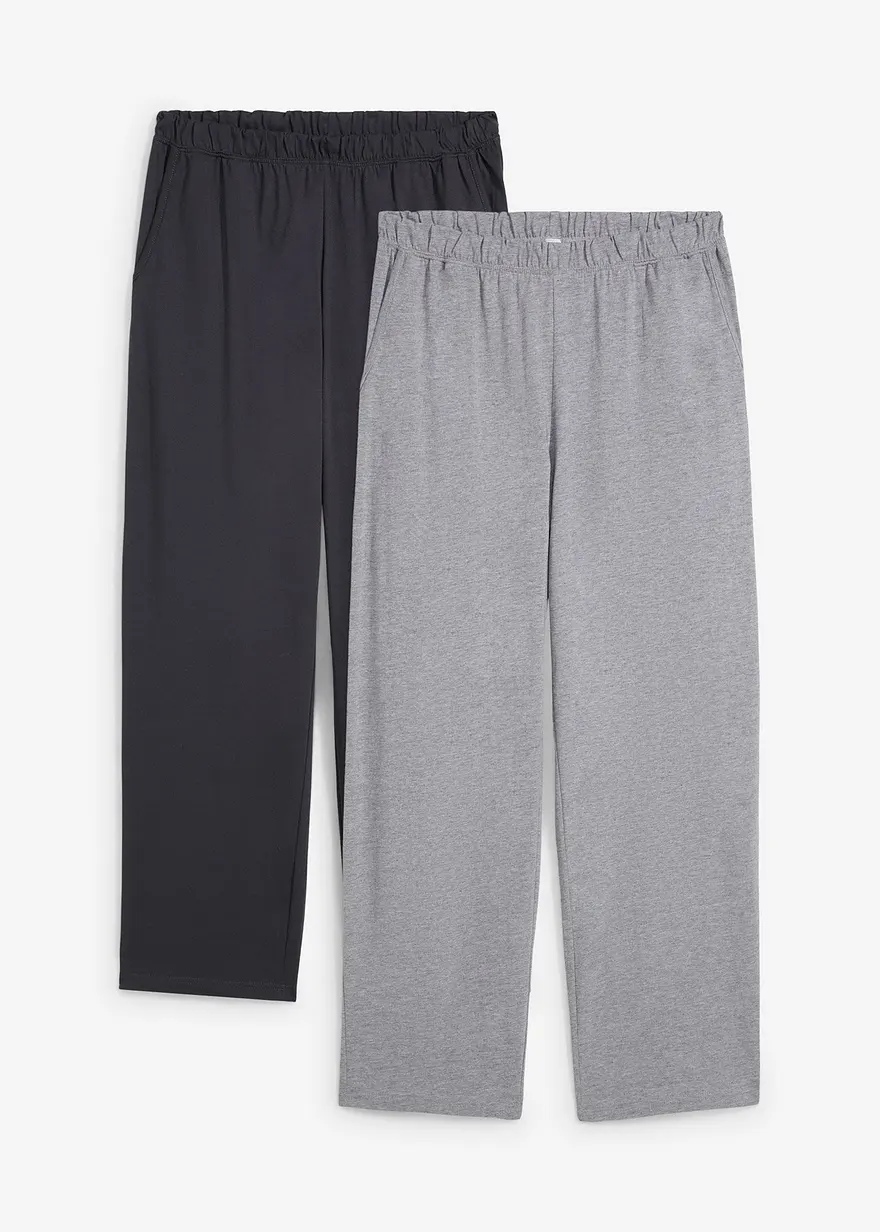 Pyjamahosen aus Jersey (2er Pack) in blau von vorne - bonprix