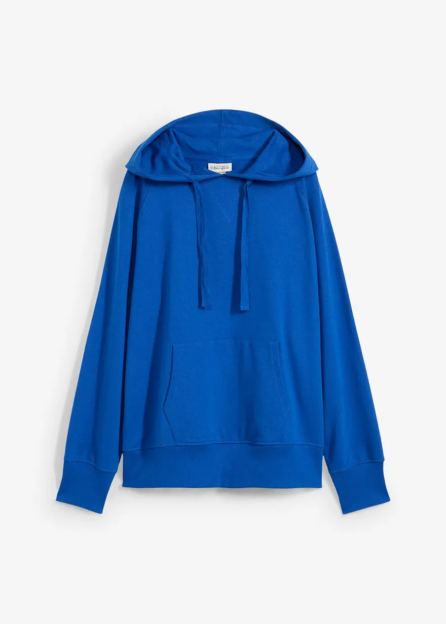 Hoodie mit Seitenschlitzen in blau von vorne - bonprix