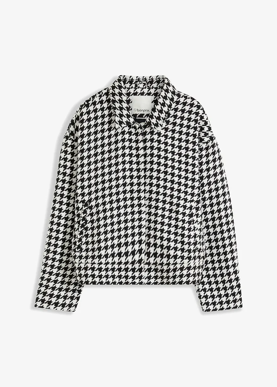 gemusterte Jacke in schwarz von vorne - bonprix