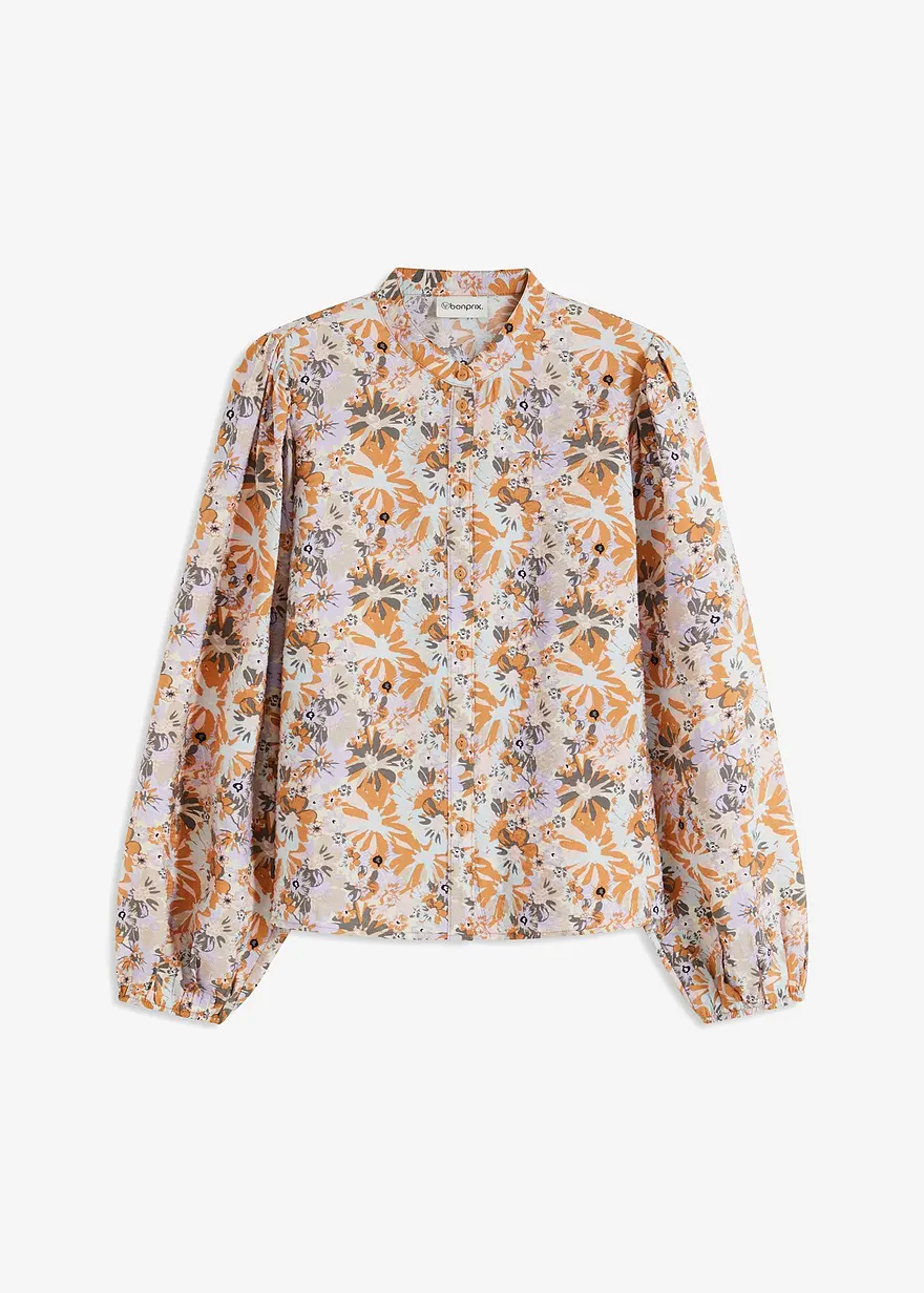 Bluse aus strukturierter Viskose in beige von vorne - bonprix